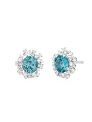 Colección Princess, Diamante 0.32 Ct, Topacio Sky, Botón
