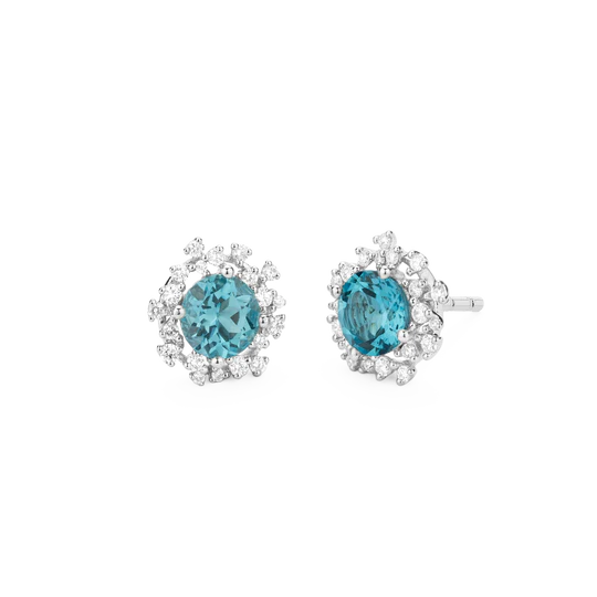 Colección Princess, Diamante 0.32 Ct, Topacio Sky, Botón