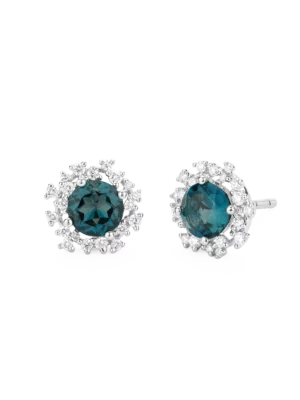 Colección Princess, Diamante 0.32 Ct, London Blue, Botón