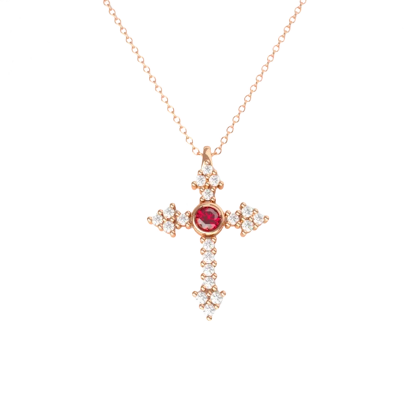 Colección Classics Crosses, Diamante 0.16 ct, rubi, cruces
