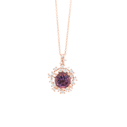 Colección Princess, Diamante 0.18 Ct, Amatista, Botón