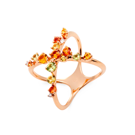 Colección Sunset, Diamante 0.04 Ct, Peridoto Y Zafiro, Cruces