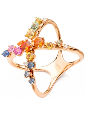 Colección Sunset, Diamante 0.05 Ct, Peridoto Y Zafiro, Cruces