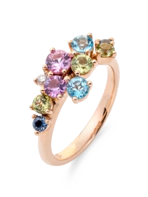 Colección Sunset, Diamante 0.04 Ct, Peridoto Y Zafiro, Diseñador