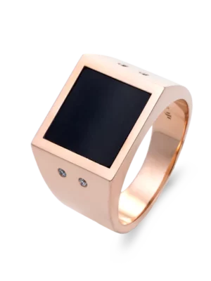 Colección Wolf Men Rings & Surf, Diamante 0.06 Ct, Onix, Sellos