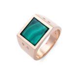 Colección Wolf Men Rings & Surf, Diamante 0.06 Ct, Malaquita, Sellos