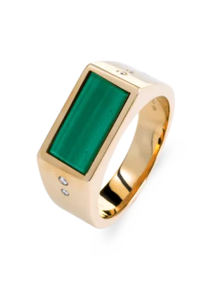 Colección Wolf Men Rings & Surf, Diamante 0.05 Ct, Malaquita, Sellos