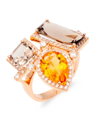 Colección Iconic, Diamante 0.66 Ct, Cuarzo Fume Y Citrino, Diseñador