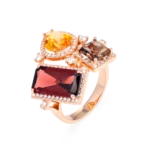 Colección Iconic, Diamante 0.66 Ct, Granate, Cuarzo Fume Y Citrino, Diseñador