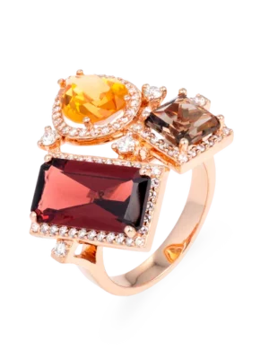 Colección Iconic, Diamante 0.66 Ct, Granate, Cuarzo Fume Y Citrino, Diseñador