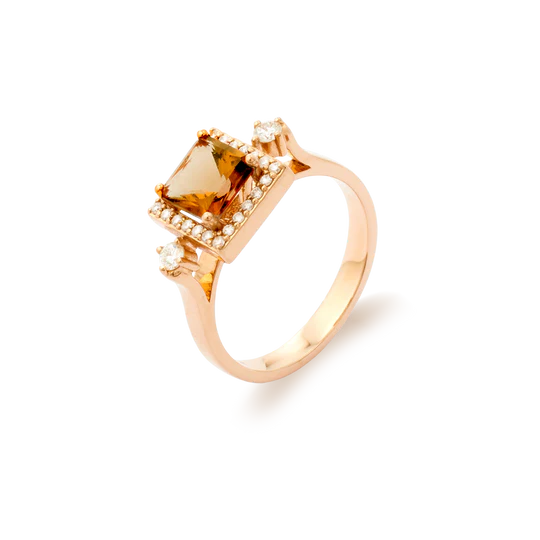 Colección Sunset, Diamante 0.23 Ct, Cuarzo Fume, Diseñador