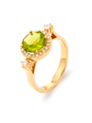 Colección Sunset, Diamante 0.22 ct, peridoto, diseñador