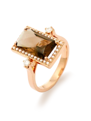 Colección Iconic, Diamante 0.27 ct, cuarzo fume, diseñador