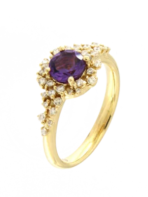 Colección Princess, Diamante 0.27 Ct, Amatista, Botón