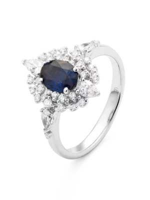 Colección Princess, Diamante 0.22 Ct Y Diamante 0.40 Ct, Zafiro, Botón