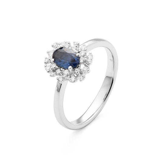 Colección Princess, Diamante 0.18 Ct, Zafiro, Botón