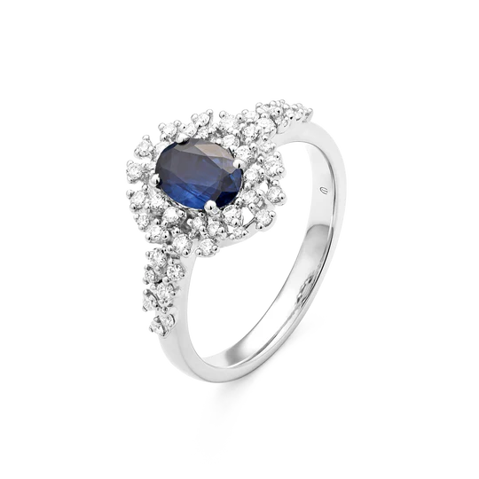 Colección Princess, Diamante 0.35 Ct, Zafiro, Botón